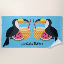 カスタム文字&カラートゥーカンイラストレーション ビーチタオル