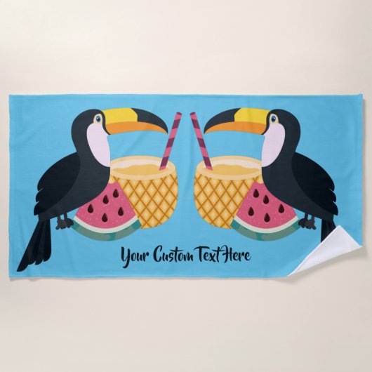 カスタム文字&カラートゥーカンイラストレーション ビーチタオル (正面)