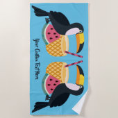 カスタム文字&カラートゥーカンイラストレーション ビーチタオル (正面)