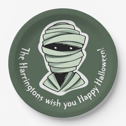 カスタム文字&カラーハロウィーンクリーチャー2/4 ペーパープレート (正面)