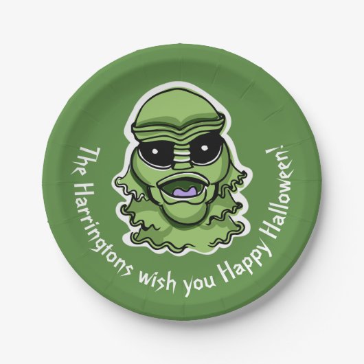 カスタム文字&カラーハロウィーンクリーチャー4/4 ペーパープレート (正面)