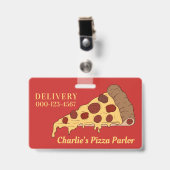 カスタム文字&カラーピザスライスバッジ バッジ (正面 （クリップ付）)