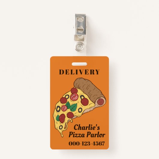 カスタム文字&カラーピザスライスバッジ バッジ (正面クリップ)