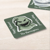 カスタム文字&カラー1/4ハロウィンクリーチャー スクエアペーパーコースター (アングル)