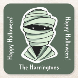 カスタム文字&カラー2/4ハロウィンクリーチャー スクエアペーパーコースター