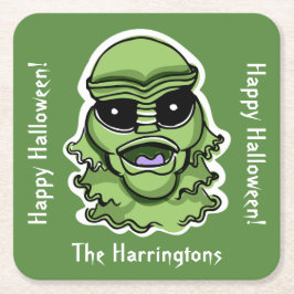 カスタム文字&カラー4/4ハロウィンクリーチャー スクエアペーパーコースター