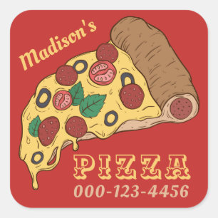 カスタム文字&カラーPIZZAスタンプ スクエアシール