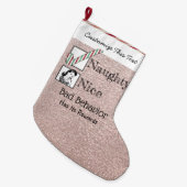カスタム文字/クリスマスいけなバラ金ゴールドレトロ ラージクリスマスストッキング (正面 (吊り時))