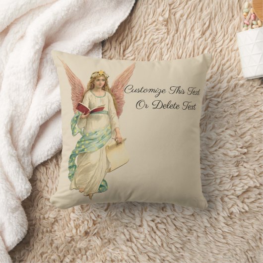 カスタム文字/クリスマスヴィンテージレトロエンジェルガール クッション (ブランケット)