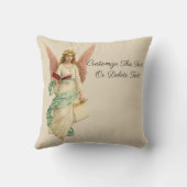 カスタム文字/クリスマスヴィンテージレトロエンジェルガール クッション (裏面)