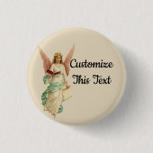 カスタム文字/クリスマスヴィンテージレトロエンジェルガール 缶バッジ (正面)