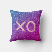 カスタム文字/グラデーションフェイクグリッタースパークルXO クッション (裏面)