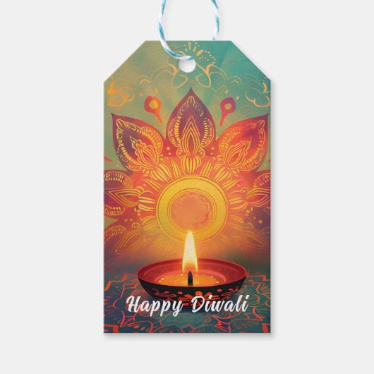 カスタム文字、ディワリグローラベル ギフトタグ (正面)