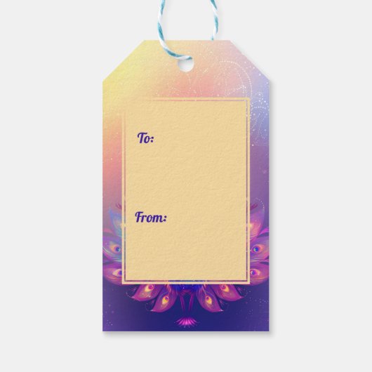 カスタム文字、ディワリピーコックスプレンドール ギフトタグ (裏面)