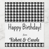 カスタム文字、ハッピーバースデー千鳥格子の(6) ワインラベル (シングルラベル)