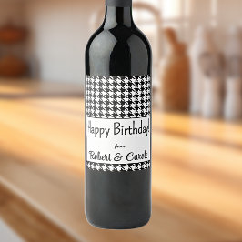 カスタム文字、ハッピーバースデー千鳥格子の(6) ワインラベル