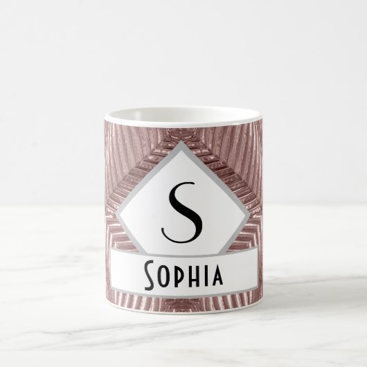 カスタム文字/バラ金ゴールドアールデコメタリックエレガント コーヒーマグカップ (中央)