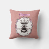 カスタム文字/バラ金ゴールドリース水色クラウンビー クッション (裏面)