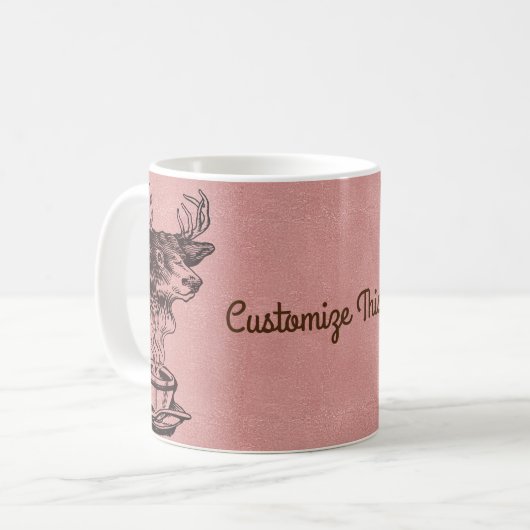 カスタム文字/バラ金ゴールド赤面メタリックピンクグリッター コーヒーマグカップ (正面左)