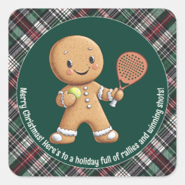 🎾🎄カスタム文字、パデル動力クリスマス スクエアシール