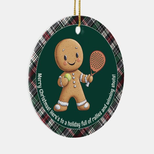 🎾🎄カスタム文字、パデル動力クリスマス セラミックオーナメント (右)