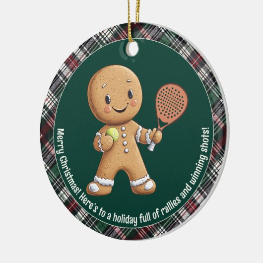🎾🎄カスタム文字、パデル動力クリスマス セラミックオーナメント (左)