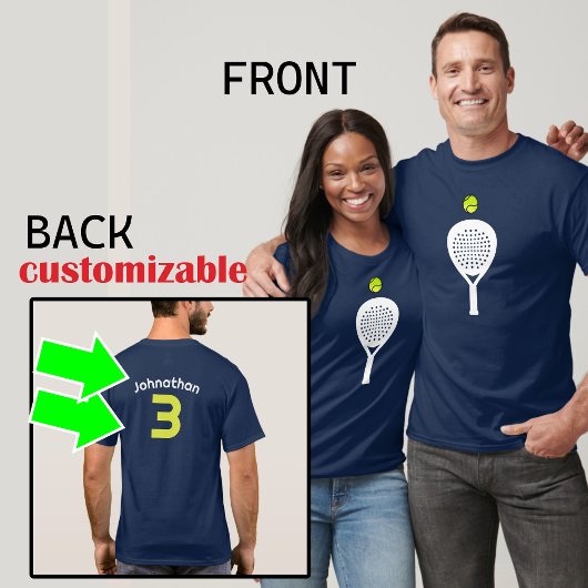 カスタム文字、パデル実在プレイ選手T型 Tシャツ