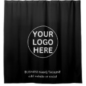 カスタム文字&ビジネスロゴBlack & White Branded シャワーカーテン (正面)