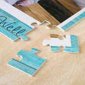 カスタム文字/フォトブルーターコイズ木製素朴 ジグソーパズル (側面)