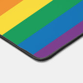 カスタム文字&フォトレインボーハート&ストライプ デスクマット (コーナー)