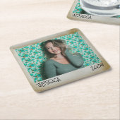 カスタム文字、ヴィンテージフォトフレーム スクエアペーパーコースター (アングル)