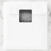 カスタム文字-《写真》ぼけ味グリッター – シルバー スクエアシール (バッグ)