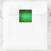 カスタム文字-《写真》ぼけ味グリッター – 緑 スクエアシール (バッグ)