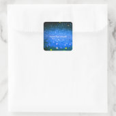 カスタム文字-《写真》ぼけ味グリッター – 青 スクエアシール (バッグ)