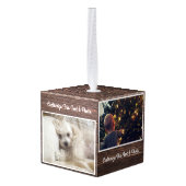 カスタム文字&写真/木製エレガントカントリーウッド キューブオーナメント (裏面アングル)