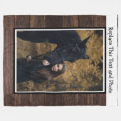 カスタム文字&写真/木製素朴カントリーウッド フリースブランケット (正面(横))