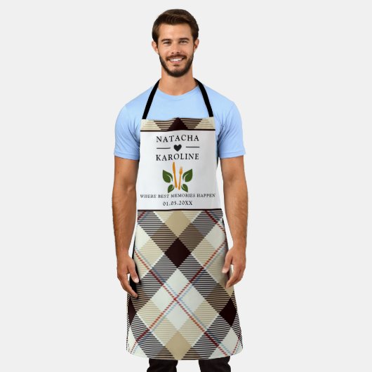 カスタム文字、水彩キッチン エプロン (着用した状態)