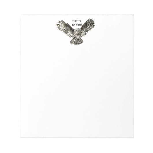 カスタム文字，水彩梟，鳥獣，自然 ノートパッド (正面)