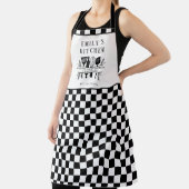 カスタム文字、白黒プレッドキッ市松模様にチン エプロン (インサイチュ)
