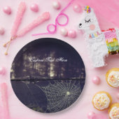 カスタム文字/秋不気味フォレスト不気味スパイダーウェブ ペーパープレート (パーティー)