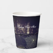 カスタム文字/秋不気味フォレスト不気味スパイダーウェブ 紙コップ (裏面)