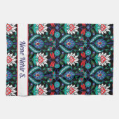 カスタム文字💙 🖤 ❤️美しいイズニクのトルコのパターン キッチンタオル (横)