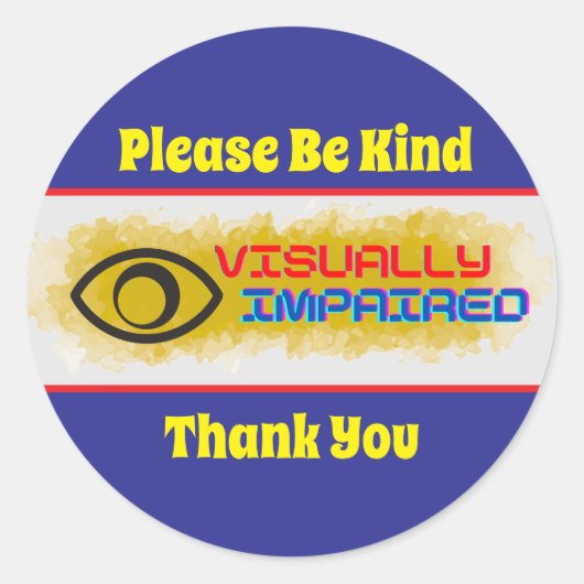 カスタム文字 – 視覚障害のある記号デザイン ラウンドシール (正面)