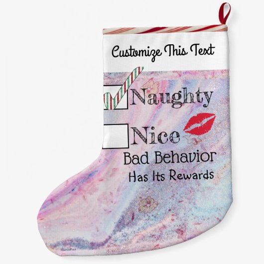 カスタム文字/金ゴールドグリッターいけなメタリック大理石 ラージクリスマスストッキング (裏面)