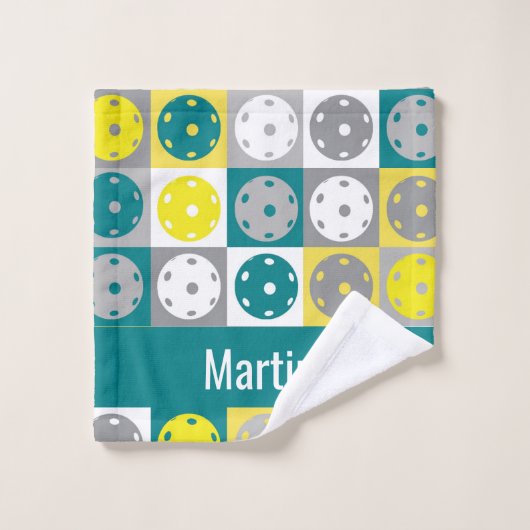 カスタム文字、黄色と緑の漬け物 ウォッシュタオル (ウォッシュタオル)