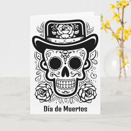 カスタム文字💀 B/W (色あなた自身)ディーアデムエルトス カード (黄色い花)