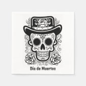 カスタム文字💀 B/W （色あなた自身）ディーアデムエルトス スタンダードカクテルナプキン (正面)