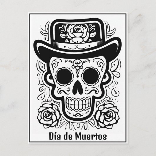 カスタム文字💀 B/W (色あなた自身)ディーアデムエルトス ポストカード (正面)