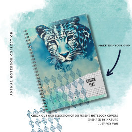 カスタム文字- Blue Leopard Notebook Journal ノートブック