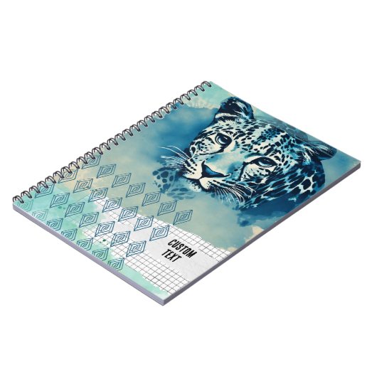 カスタム文字- Blue Leopard Notebook Journal ノートブック (左側)